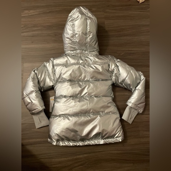 Thereabouts Kids Shiny Silver Puffer Jacket with removable hood size 4/5-NWT - Picture 5 of 10
